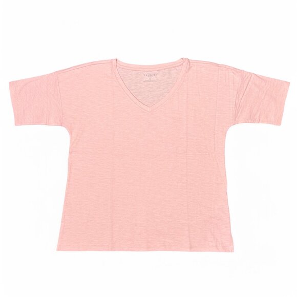 Talbots Womens V-Neck Tee 100% Cotton with Foil Overlay Sparkle Lt PINK $54 MSRP - Picture 1 of 6